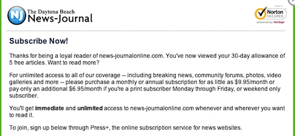 News-Journal online subscription box / Headline Surfer
